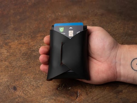 Deri Mini Cüzdan: Kartlar ve Nakit İçin El Yapımı Minimalist Cep Cüzdanı