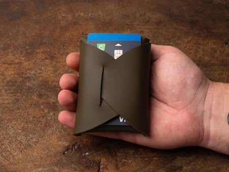 Deri Mini Cüzdan: Kartlar ve Nakit İçin El Yapımı Minimalist Cep Cüzdanı