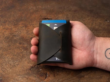 Deri Mini Cüzdan: Kartlar ve Nakit İçin El Yapımı Minimalist Cep Cüzdanı