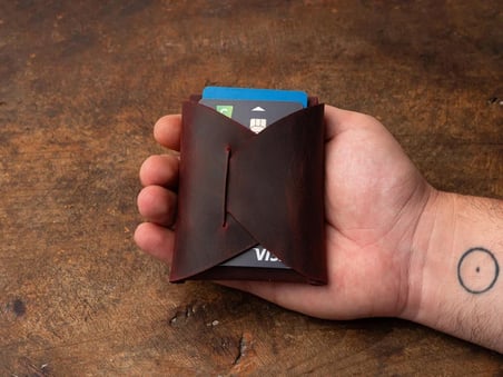 Deri Mini Cüzdan: Kartlar ve Nakit İçin El Yapımı Minimalist Cep Cüzdanı