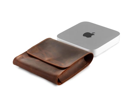 El Yapımı Deri Mac Mini Kılıfı: Eskitilmiş Tam Taneli Sığır Derisi Düzenleyici M4