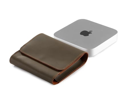 El Yapımı Deri Mac Mini Kılıfı: Eskitilmiş Tam Taneli Sığır Derisi Düzenleyici M4