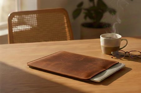 MacBook 15” Kılıfı (Dikey) – MacBook Air ve Pro için El Yapımı İnce Deri Kılıf Zarf Şeklinde Kılıf