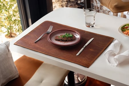 Eskitilmiş Deri Masa Örtüsü, El Yapımı Yemek Masası Örtüleri, Kafe ve Restoran Masa Örtüsü, Kişiselleştirilmiş Masa Örtüsü, 6'lı Set