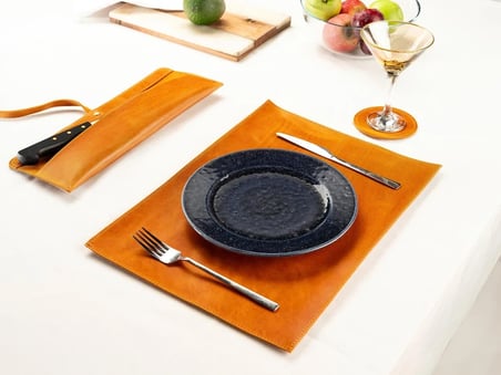 Deri Amerikan Servisleri: El Yapımı Kişiselleştirilmiş Yemek Masası Altlıkları, 6'lı Set Oval