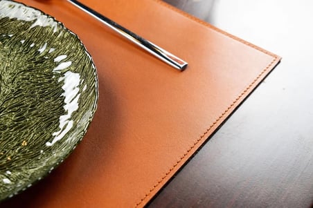 Birinci Sınıf Deri Amerikan Servisleri, El Yapımı 2,4 Mm Bitkisel Tabaklanmış Amerikan Servisleri 4 Parçalı Set