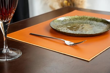 Birinci Sınıf Deri Amerikan Servisleri, El Yapımı 2,4 Mm Bitkisel Tabaklanmış Amerikan Servisleri 4 Parçalı Set