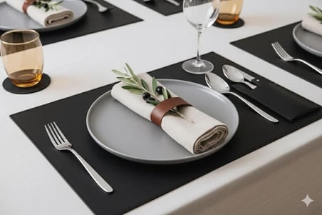 Eskitilmiş Deri Masa Örtüsü ve Bardak Altlığı Seti, El Yapımı Yemek Masası Örtüleri, Kişiselleştirilmiş Masa Örtüleri, 6'lı Set