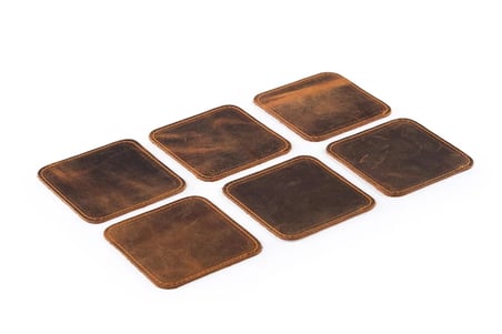 Eskitilmiş Deri Masa Örtüsü ve Bardak Altlığı Seti, El Yapımı Yemek Masası Örtüleri, Kişiselleştirilmiş Masa Örtüleri, 6'lı Set