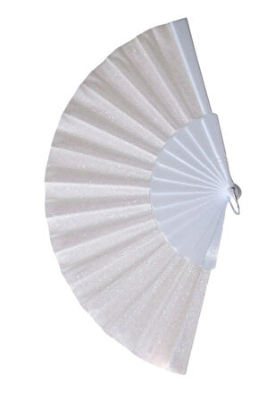 Simli Tek Taraflı Yelpaze – Plastik Saplı, Işıltılı ve Şık – 23x43 cm