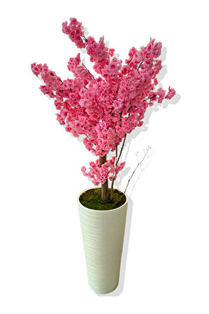 LÜX PEMBE BAHARDALI 200 CM YAPAY AĞAÇ 80X40 BEYAZ KUMSAL SAKSI
