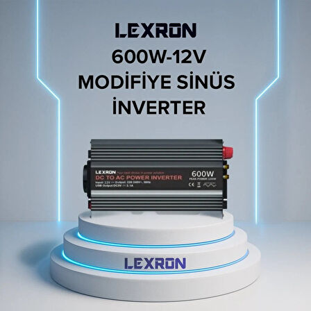 Lexron - İnges 12 Volt 600 Watt Modifiye Sinüs İnverter - 220 volt çevirici 12v 600w
