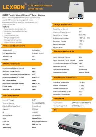 51,2V 100AH EKRANLI LİTYUM AKÜ DUVAR TİPİ Lithium İron Phosphate (LiFEPO4-Liion) BATARYA