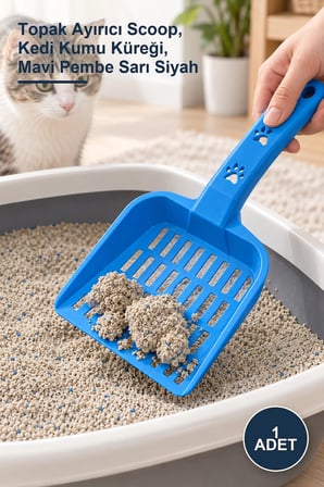 1 Adet Kedi Kumu Temizleme Küreği – Topak Ayırıcı Scoop, Kedi Kumu Küreği, Mavi Pembe Sarı Siyah
