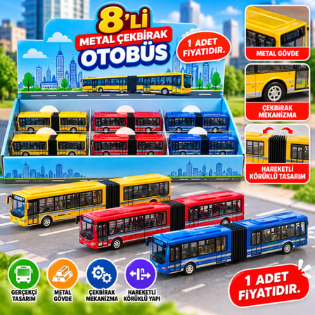 DMN1210-C55 KUTUDA 8Lİ METAL ÇEKBIRAK OTOBÜS 1 ADET FİYATIDIR