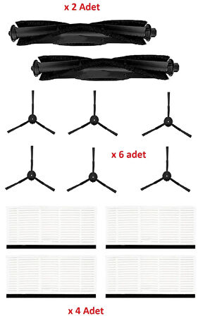 LYDSTO R1 Uyumlu Robot Süpürge Hepa Filtre Fırça Seti 12 Parça