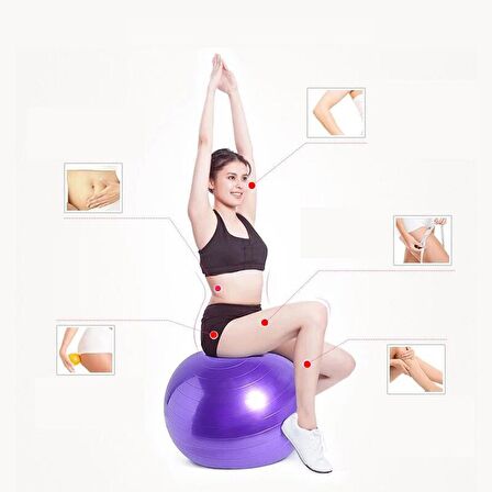 Mor Pilates Topu 65 Cm Deluxe Yoga Plates Egzersiz Topu Ball Şişirme Pompası Seti