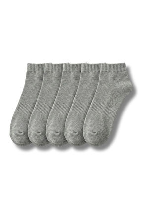 Kadın Gri Pamuklu Patik Çorap 5’li Paket