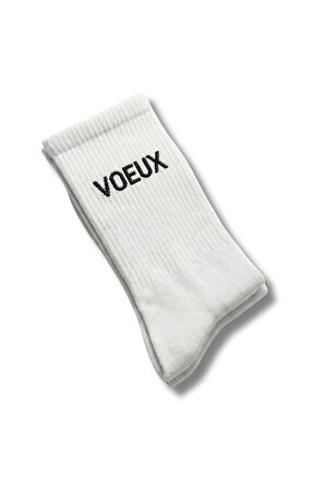 Kadın Beyaz Pamuklu Yazı Baskılı Kolej Çorap 2’li Paket