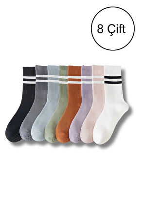 8 Çift Yoga Pilates Kaydırmaz Çorap – Karışık Renkli