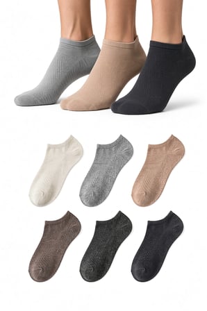 Erkek Görünmez Sneaker Çorap 6'lı Paket - Pamuklu Kaymaz Topuklu Çorap