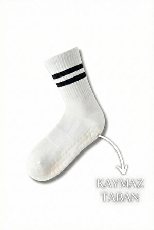 1 Çift Beyaz Yoga Pilates Kaydırmaz Çorap