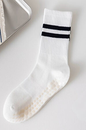 1 Çift Beyaz Yoga Pilates Kaydırmaz Çorap