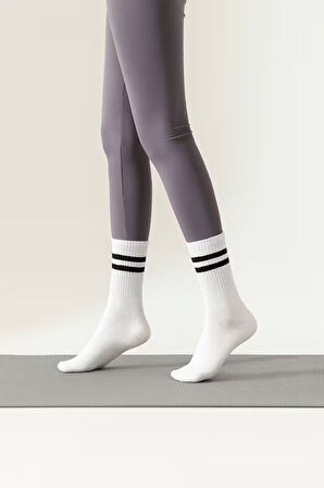 1 Çift Beyaz Yoga Pilates Kaydırmaz Çorap