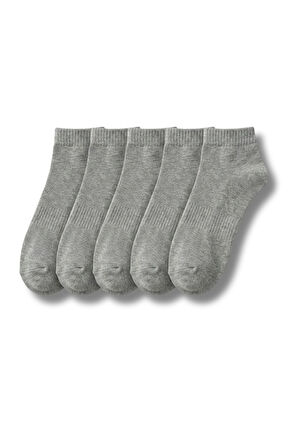Erkek Gri Pamuklu Patik Çorap 5’li Paket