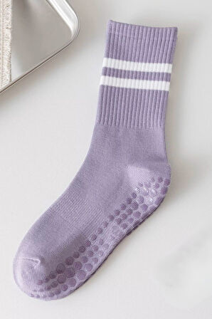 1 Çift Mor Yoga Pilates Kaydırmaz Çorap