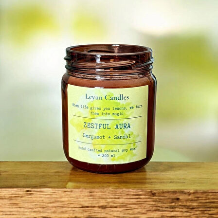 ZESTFUL AURA BERGAMOT, SANDAL AMBER KAVANOZ SOYA MUM 