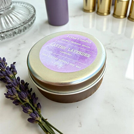 LAVISH LAVENDER LAVANTALI SOYA MUMU GÜMÜŞ TENEKE KUTU