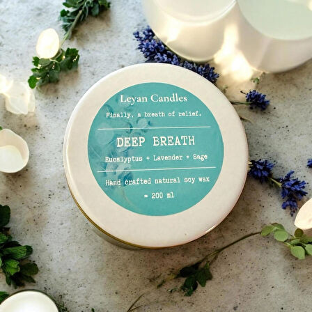 DEEP BREATH - OKALİPTÜS, LAVANTA, ADAÇAYI DOĞAL SOYA MUMU METAL KUTU 75 ML
