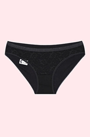 bazaar-turkey Gümüş Siyah Dantelli Bikini Bayan Külot TM625