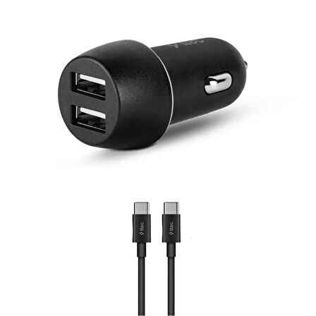 ttec 32w Çift Çıkışlı Hızlı Araç Şarj ve Type-C to Type-C Kablo