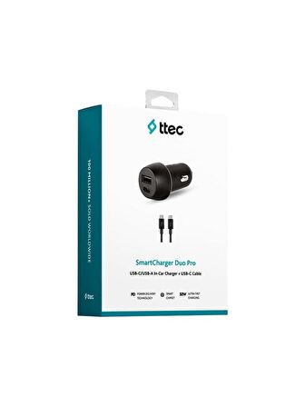ttec 32w Çift Çıkışlı Hızlı Araç Şarj ve Type-C to Type-C Kablo