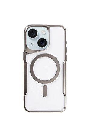 iPhone 15 Kılıf Boyi Magsafe Silikon Kapak - Titan Gri