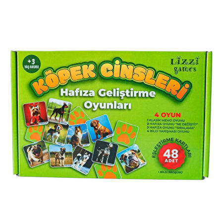 KÖPEK CİNSLERİ Eğitici çocuk eşleştirme hafıza geliştirme oyunları Memory 48 kart + Bilgi Broşürü