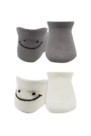 Lenaca 2'li Sneakers Smile Penye Çorap Bs20106 Gri Ekru
