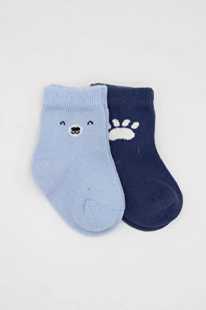 Lenaca Bear Penye Soket Çorap 2'li Mavi