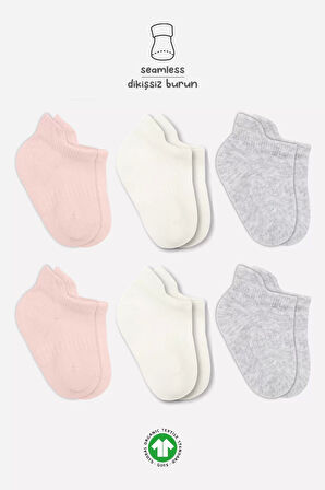 Lenaca Penye Sneakers Çorap 6'lı  Pembe Ekru Gri