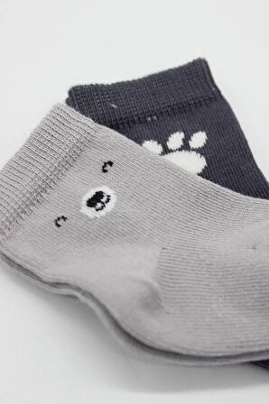 Lenaca Bear Penye Soket Çorap 2'li Gri
