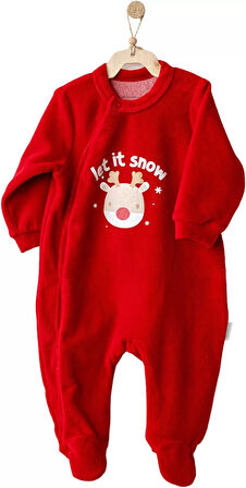 Lenaca Happy Newyear Kadife Bebek Tulum Red