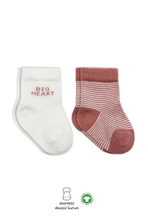 Lenaca Big Heart Penye Soket Çorap 2'li  Pudra