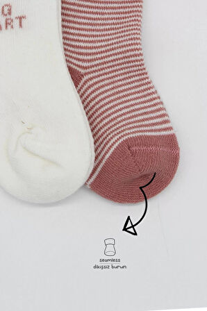 Lenaca Big Heart Penye Soket Çorap 2'li  Pudra