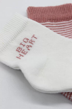 Lenaca Big Heart Penye Soket Çorap 2'li  Pudra