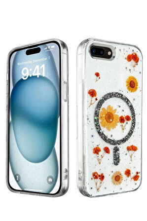 iPhone 7 Plus Kılıf Daisy Simli Magsafe Kapak - Siyah