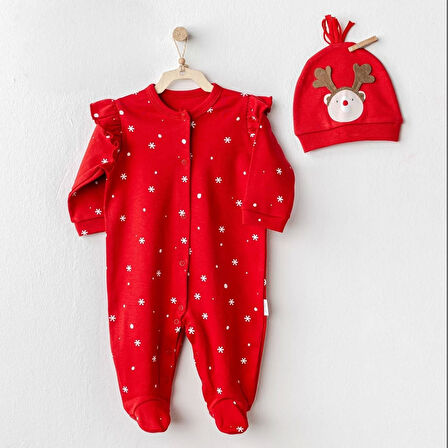 Lenaca Happy Newyear Kadife Bebek Tulum Takım Red