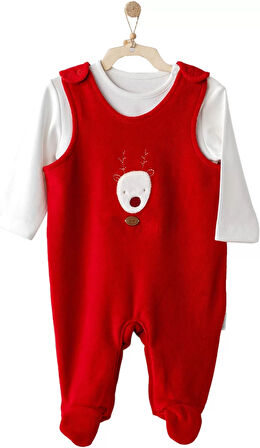 Lenaca Happy Newyear Kadife Bebek Tulum Takım Red