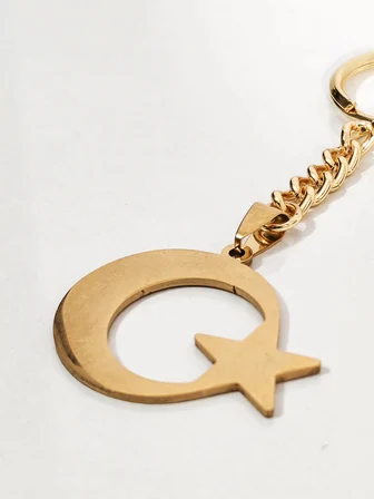 Ay Yıldız Figürlü Anahtarlık Gold Renk – Milli ve Anlamlı Şık Çanta & Anahtar Aksesuarı